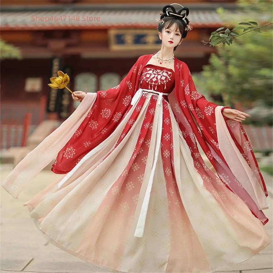

Ancient Traditional Chinese Women Elegant Hanfu Dress Fairy Embroidery Stage Folk Dance Costume Retro Song Dynasty Sets