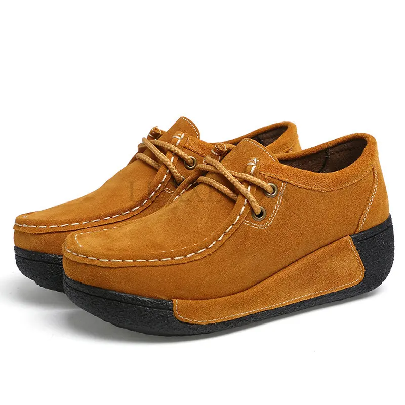 

Women Flats Shoes Platform Sneakers Shoes Leather Suede Casual Shoes Slip on Flats Heels Creepers Moccasins 35-41