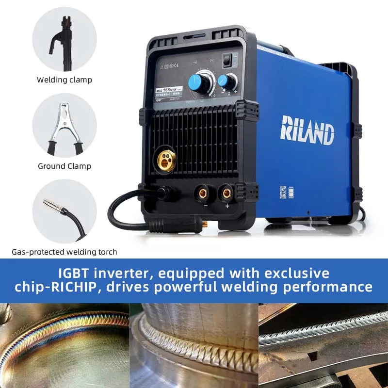 RILAND 3 in 1 GAS MIG /GASLESS MIG / MMA Multiprocess Welder DC Inverter Machine with Hot Start, Arc force and Anti-Stick