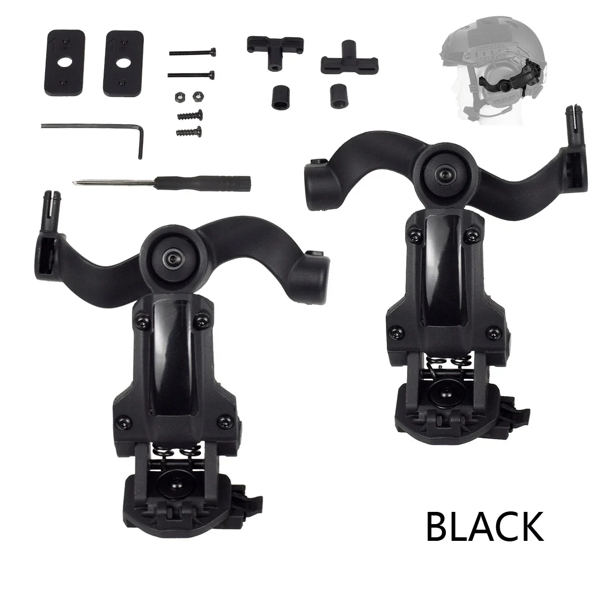 Headset Rail Mount Bracket Helmet Headset Guide Adapter Fit OPS Core ARC and Team Wendy Multi-Angle 360&deg; Rotation Holder