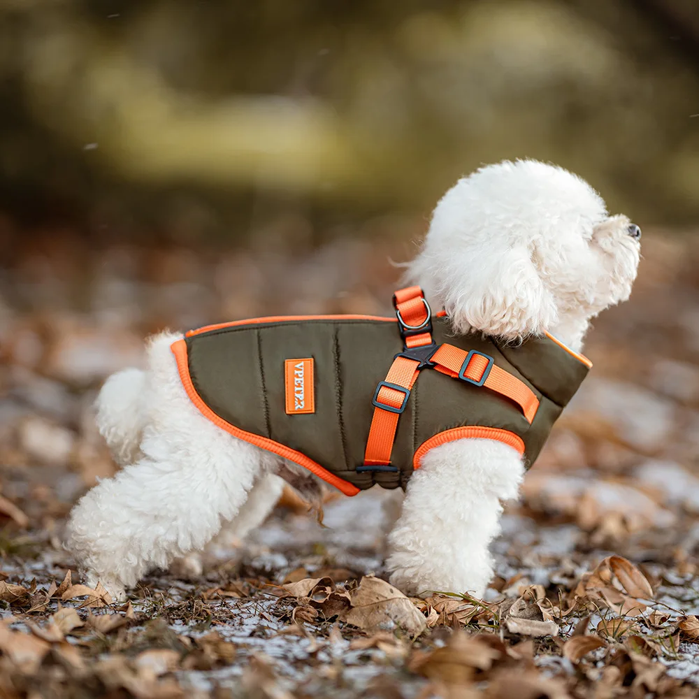 Puppy Jacket Waterproof Pet Clothes for Small Dogs with Harness Winter Warm Chihuahua Vest Yorkie Coat French Bulldog Costume