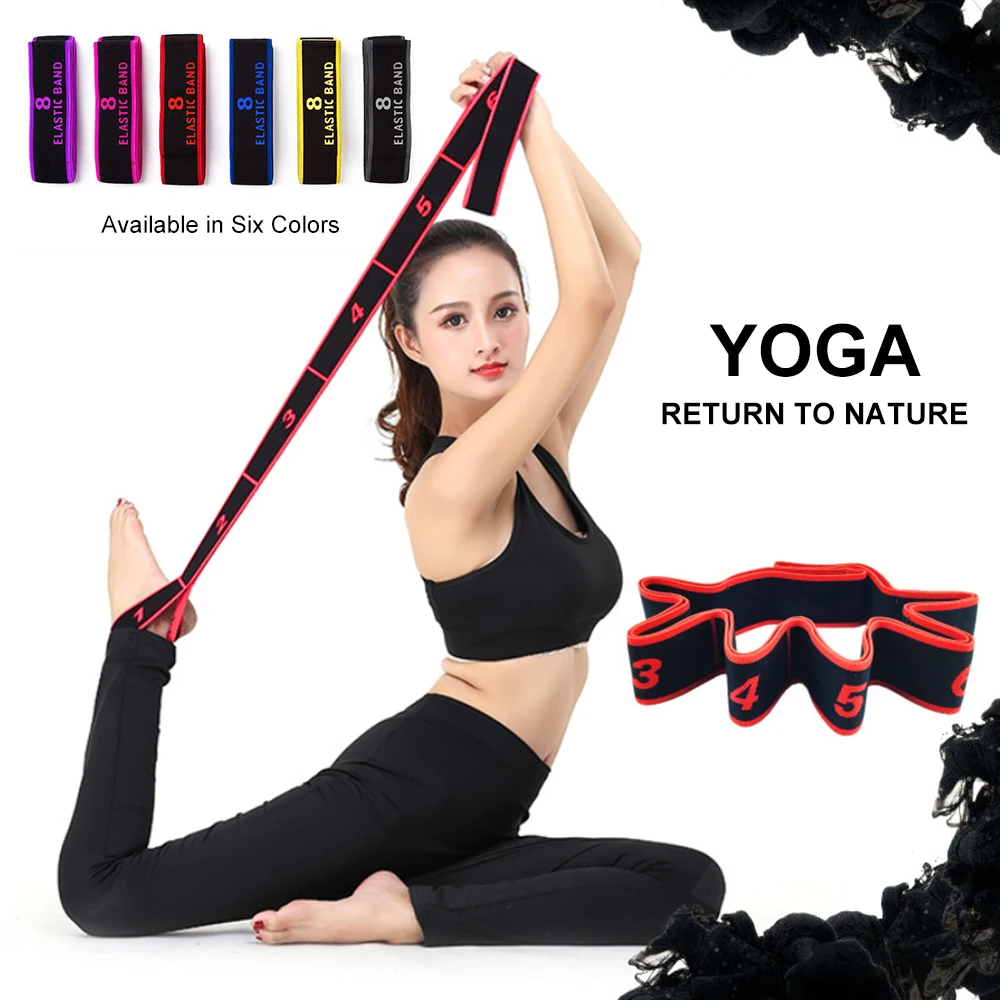 

Yoga Elastic Band Segment Stretch Band 8 Segment Tension Band Loop Yoga Pilates GYM Fitness Exercise Resistance Bands