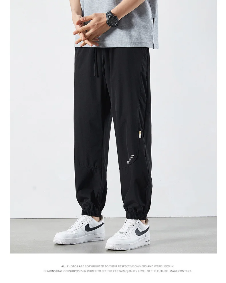 Description Picture 5 of itemNew Summer Men's Leggings Pants Streetwear Thin Ice Silk Male Casual Sports Cropped Pants Sold Color Jogging Capris Trousers