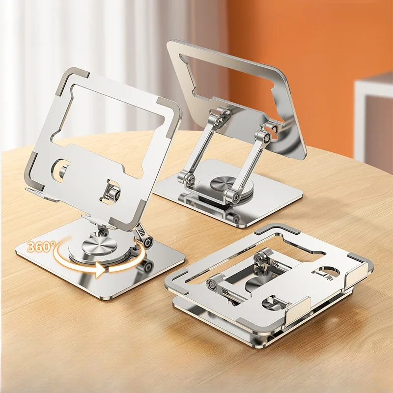 New Metal Mobile Phone Tablet Stand 360 Degree Rotating Lift Desktop Foldable Mobile Phone Stand Study Painting Support Stand