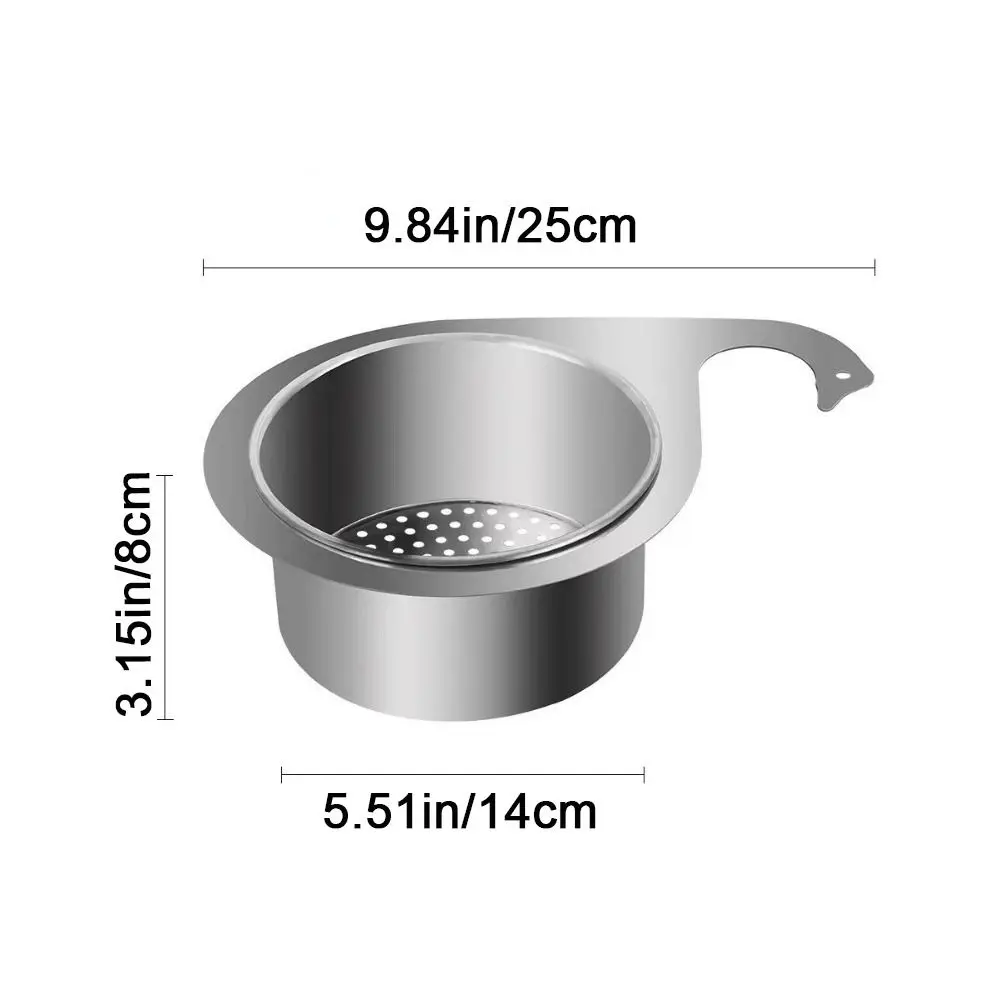 Stainless Steel Swan Shape Sink Drain Basket Hanging Dry Wet Separation Sink Drain Filter Space Saving Removable