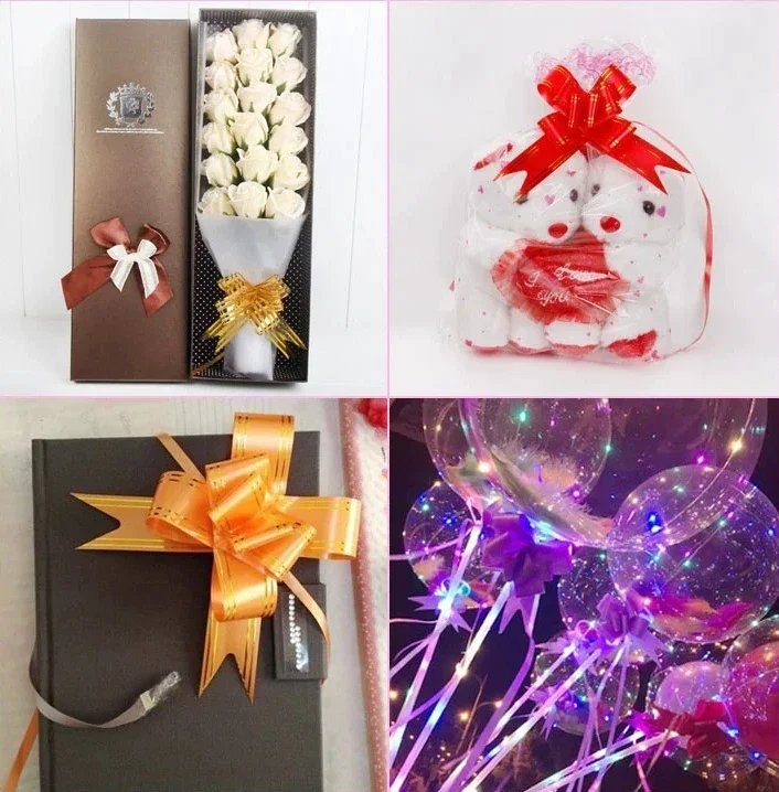 10/50Pcs Medium Size Pull Flower Bow knot Pull Bow Gift Ribbons Flower Wrappers for Birthday, Christmas, Party, Decoration