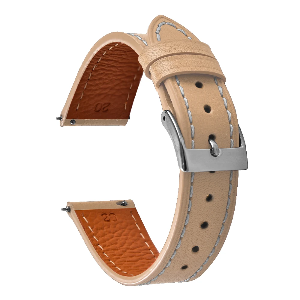 Universal Quick Release Smooth Leather Watch Strap - Skin-Friendly Wristband