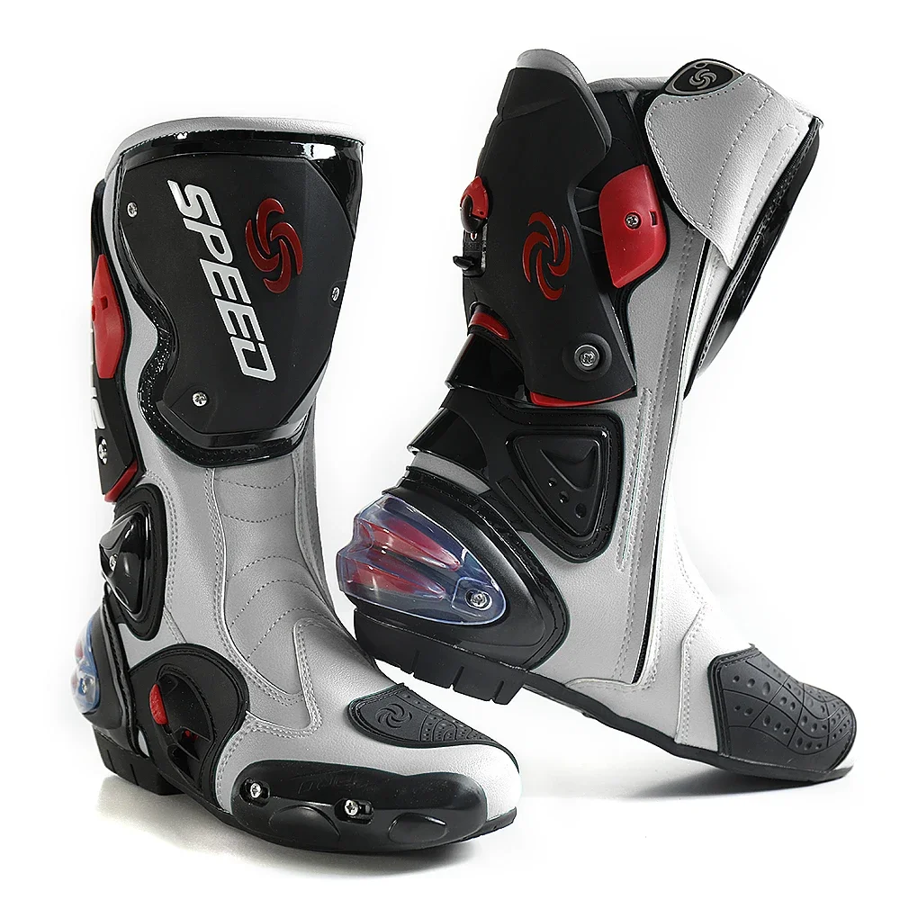 Microfiber Leather Motorcycle boots Men's SPEED Racing dirt bike Boots Knee-high Motocross Boots Riding Motorboats motorcycle boots