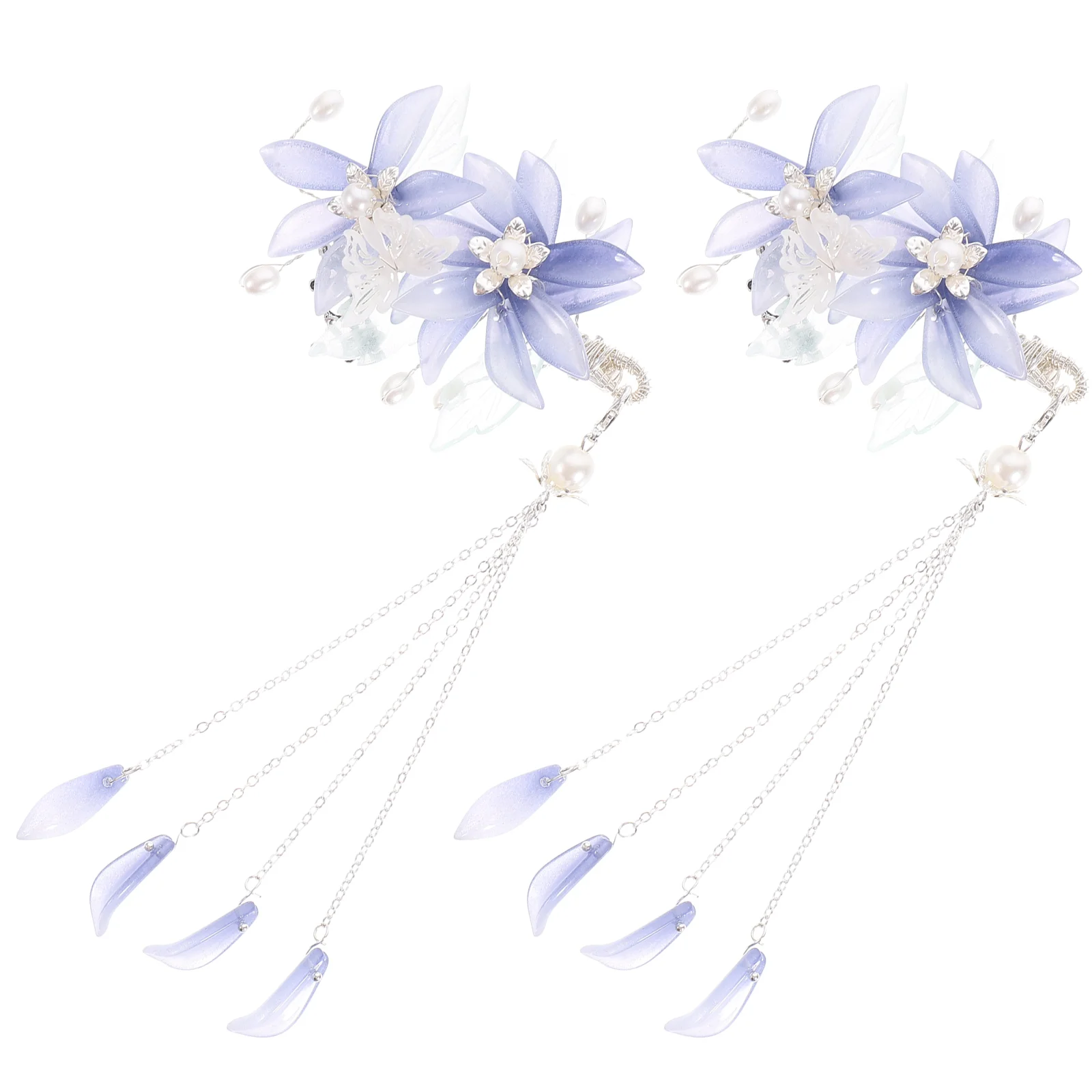 

Flower Tassel Hairpins Chinese Style Hair Barrettes Weeding Bride Headwear Hanfu Hair Accessories Women Girls