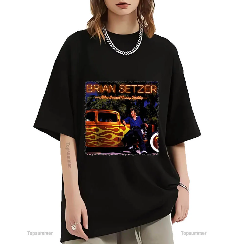 Nitro Burnoin Funny Daddy Album T-Shirt Brian Setzer Tour T Shirt Uomo Vintage Streetwear Graphic Print Magliette Abbigliamento In Cotone