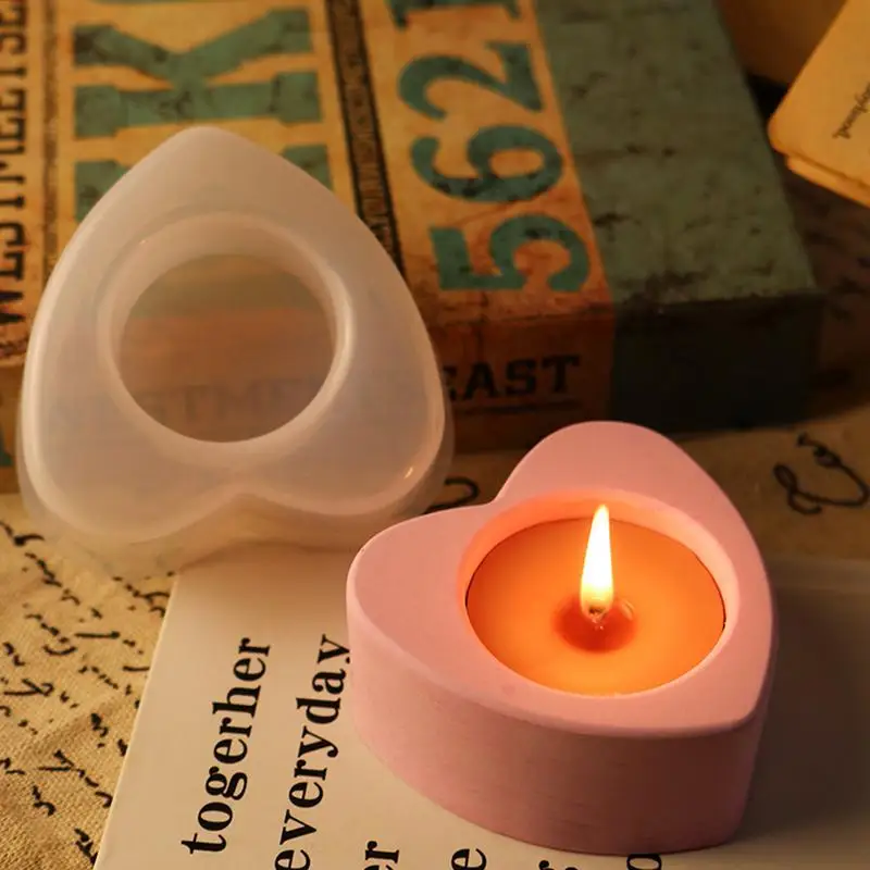 

Heart Candle Mold Handmade Resin Crafts Candlestick Holders Universal DIY Love Silicone Candle Holder Mold For Home decor supply