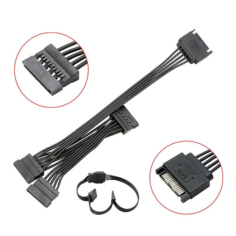 

Разветвитель источника питания, с 1 на 3/4/5/6 портов, 15 контактов SATA/4 контакта, Женский удлинитель-1 шт. для ПК