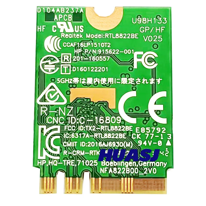 HP용 무선 네트워크 카드 RTL8822BE WIFI 블루투스 4.2 듀얼 밴드 무선 카드 433M 915622 -001 915623 -001