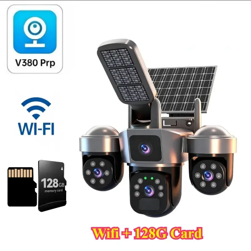 V380 8K 15MP WiFi Solar Camera With Solar Lighting 3-Screen Security Protection Wireless WiFi Solar Outdoor Surveillance - Image 9