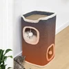 3-tiers Cat Bed winter Pet House Covered Cave with soft mat Large Hideaway Cat Tent with Fluffy Ball Hanging 4