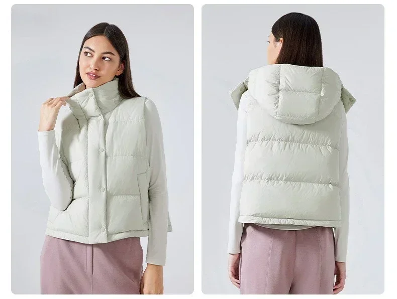 Lemon Wunder Puff Winter New Style Vertical Collar Down Jacket Vest Women's Short Commuting Casual Detachable Hooded Warm Jacket 6
