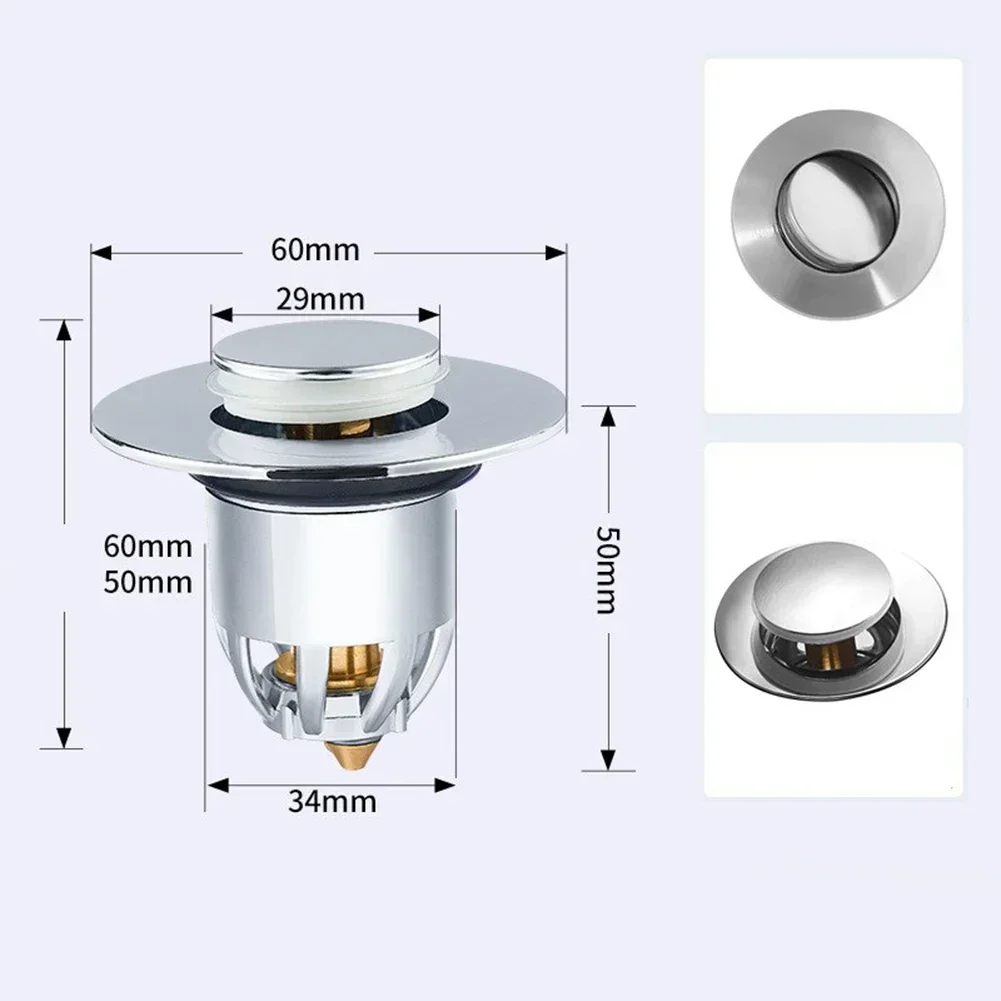 Basin Drain Stopper for Bathroom Sink Drain Stopper Pop-Up Bounce Core Basin Drain Filter Valve Hair Catcher Shower Sink Strainer Bath Stopper
