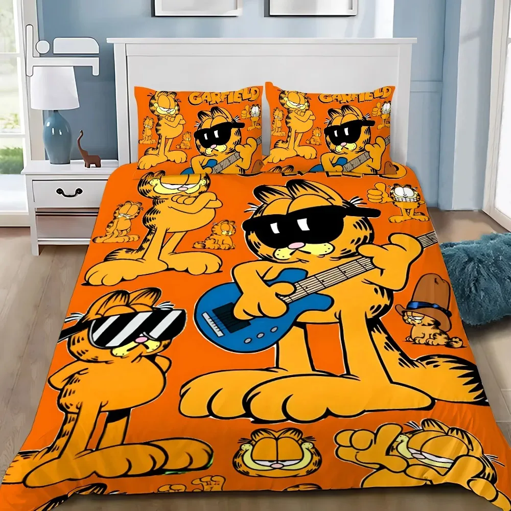 Exquisito papel tapiz 3D de la familia del gato, juego de cama con