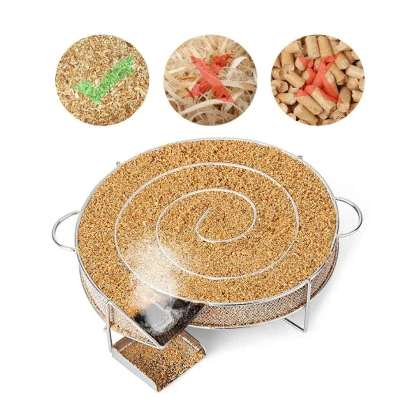 Cold Smoke Generator Charcoal Barbecue Round Meshes Stainless Apple Wood Chips Smoker BBQ Grill Accessories for Salmon Cooking