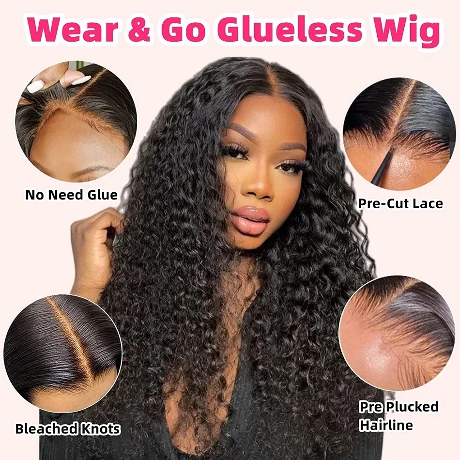 Glueless Wigs Ready To Wear 30 40 Inch Deep Wave 5x5 Lace Closure Wigs Human Hair For Women Culry Lace Front Wig