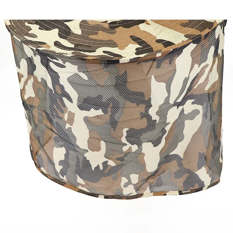 Outdoor Fishing Hat Wide Brim Man Breathable Mesh Fishing Cap Beach Hats Camouflage Sun UV Protection Shade Hat