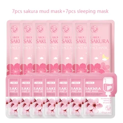 14 - Piece Sakura Skincare Set: Mud Face Mask & Sleeping Masks for Anti - Aging and Radiance (Sakura set)