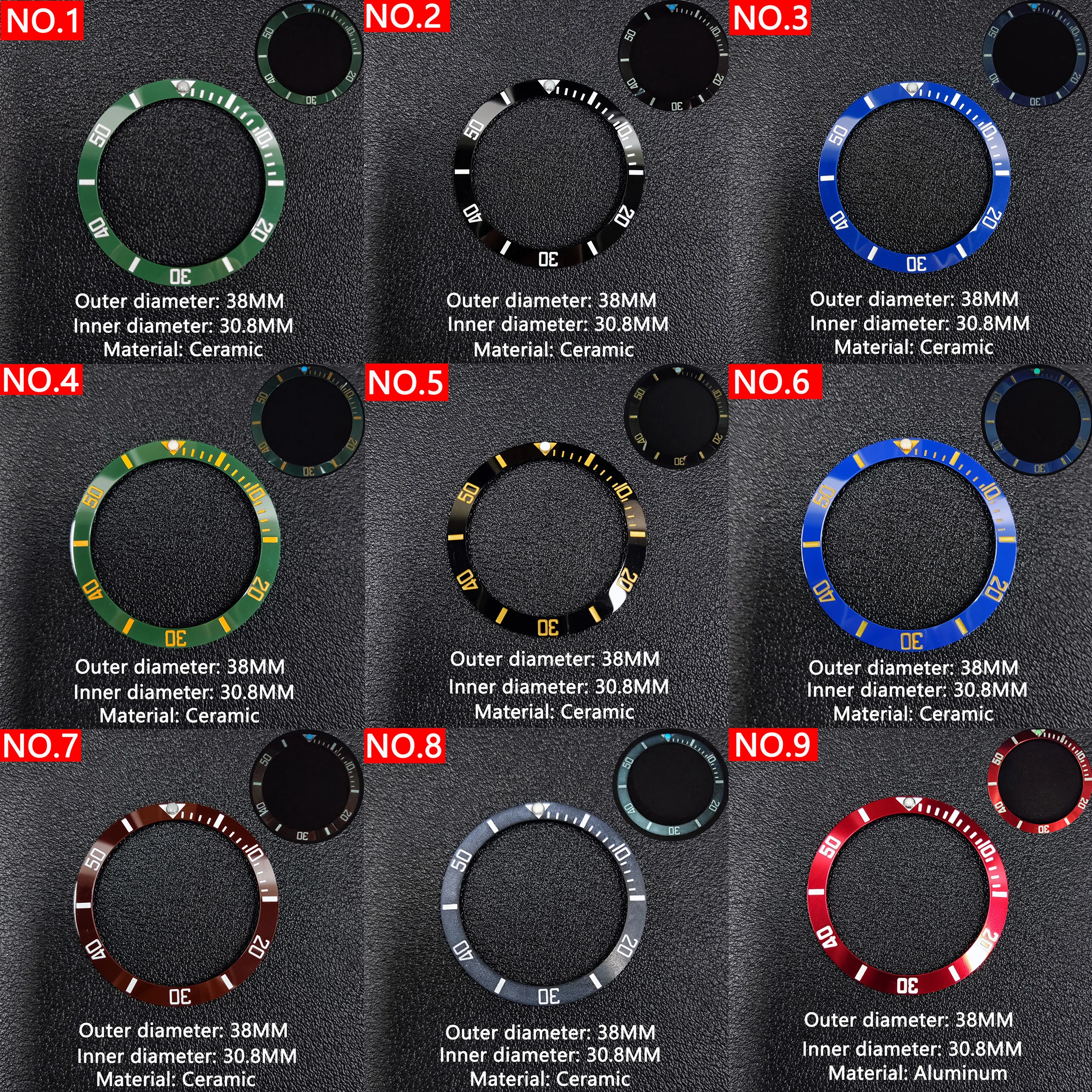 38mm Watch Ring Ceramic Bezel Insert Ring for Yacht celebrities Watch 40mm Case Watch Accessories Inner diameter 30.8mm