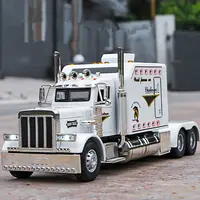New 1/24 Alloy Trailer Truck Head Car Model Diecast Metal Container Truck Engineering Transport Vehicles Car Model Kids Toy Gift 1