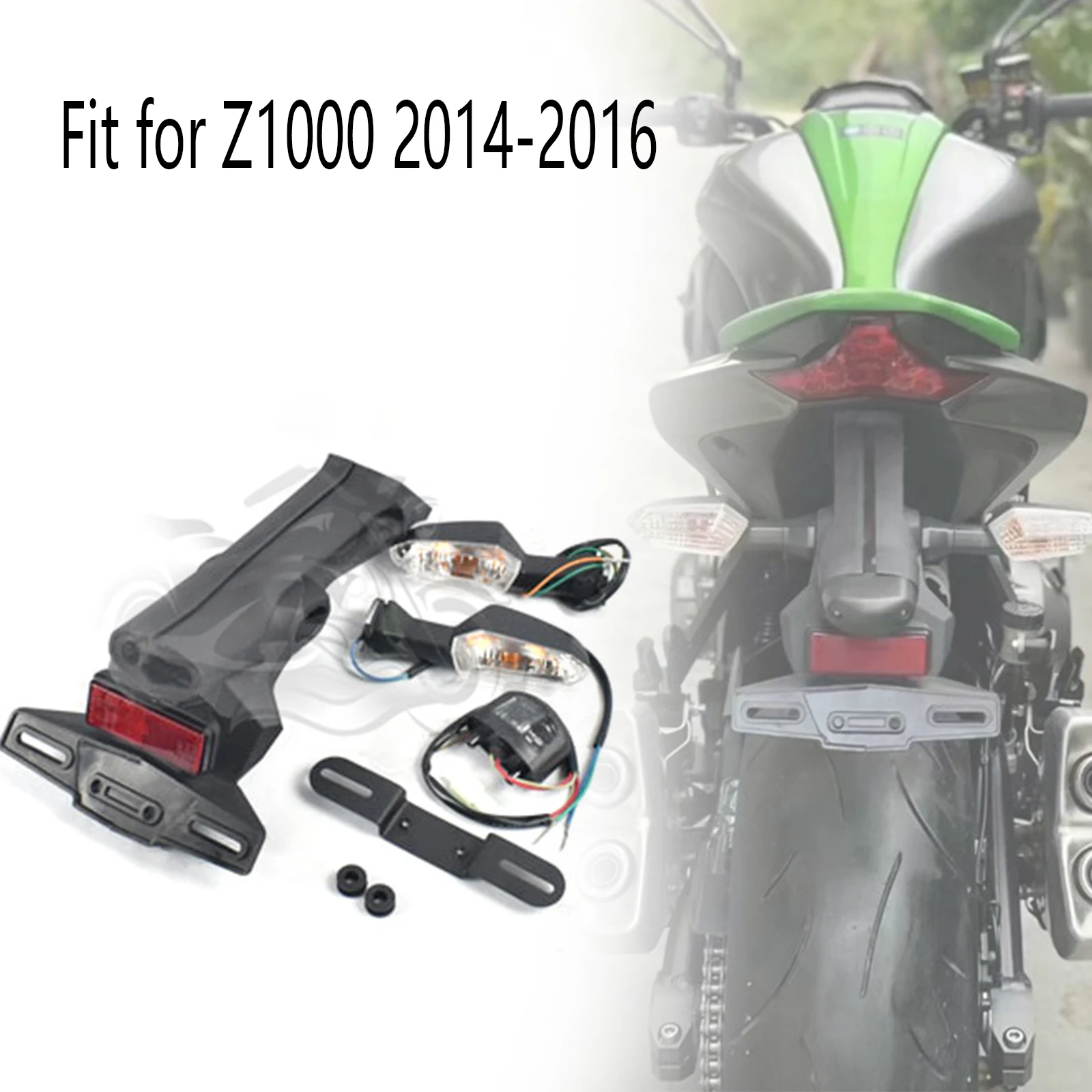 Rear Fender Motorcycle License Number Plate Light Frame Holder for Kawasaki 2014-Z1000