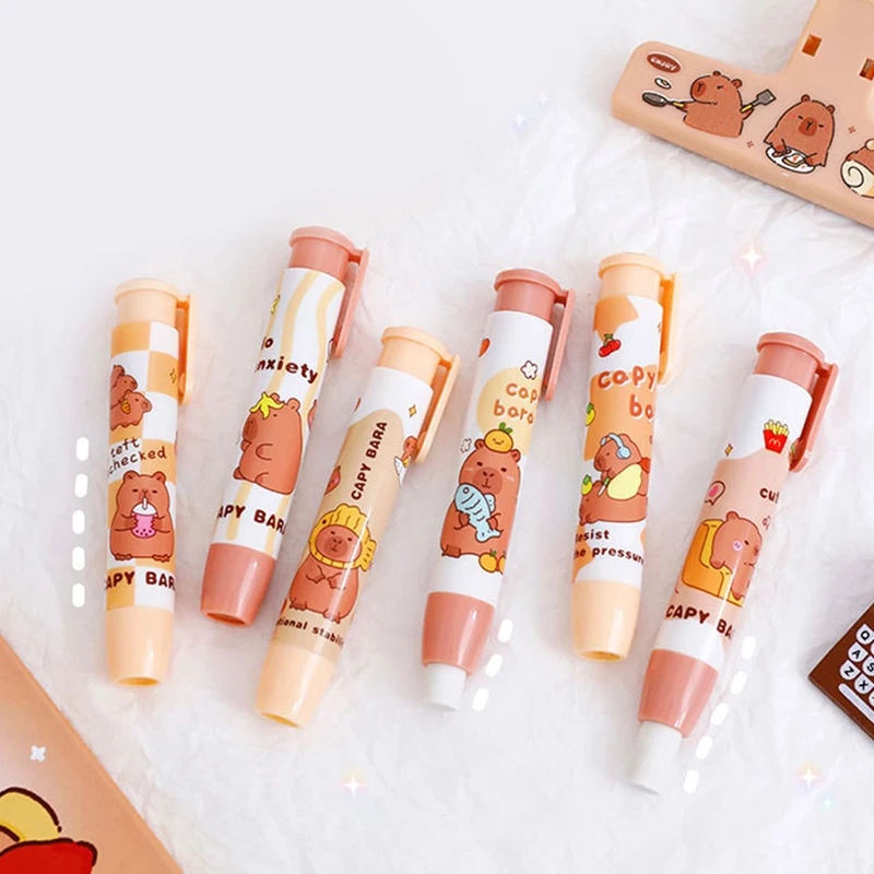 Cartoon Stationäre Büro Student Gummi Radiergummi Capybara Drücken Sie Den Radiergummi Sauber Chaos Frei Schule Liefert Zeichnung Kit Werkzeuge Teil – Detail 6