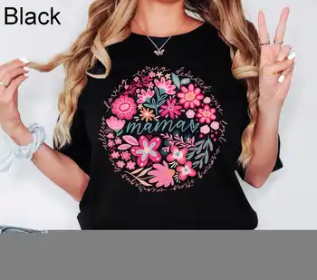 Boho Floral Mama Shirt Mothers Day Gift Trendy Mom Summer Tee Cute Gift for Mom Short Sleeve Shirt for Women Flowers Mama Shirt 1