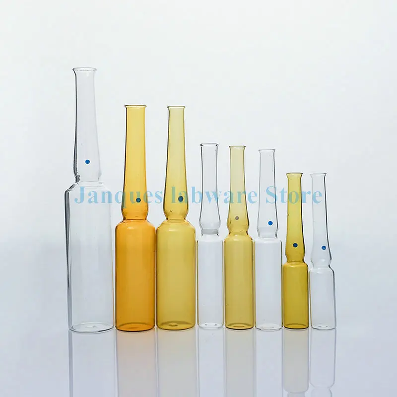 Lab 1/2/5/10/20ml Clear/Brown Glass Flexible Ampoule Bottle with curved neck Ampule Liquid medicine bottle