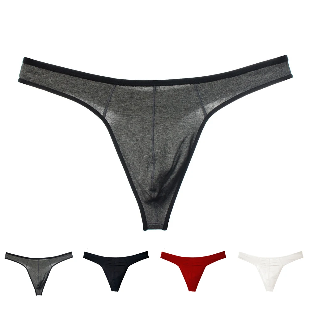 

Men's Underwear Thongs Pouch Briefs Solid Color Soft Low Rise G-string Cotton Briefs Bikini Comfy Breathable T-back Underpants