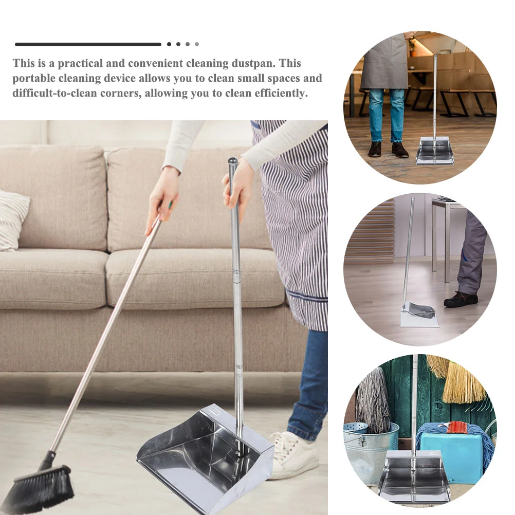Large Trash Thickened Dustpan Stainless Steel Pet Hair Broom Heavy Cleaning Tool Home Office Duty