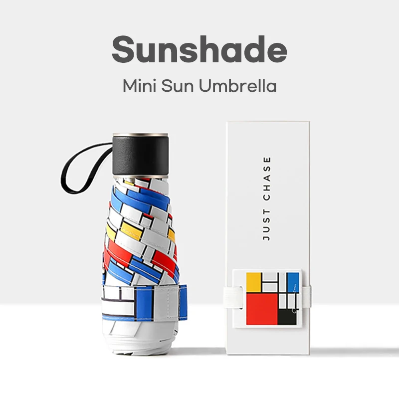 

Летний Мини зонтик для женщин Модный художественный складной маленький зонт для девочек 6K ветрозащитный Карманный Солнцезащитный УФ зонтик Бесплатная доставка