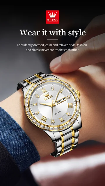 OLEVS Orologio Da Donna Elegante - Acciaio Inossidabile, Quadrante Con Diamanti, Impermeabile 30m