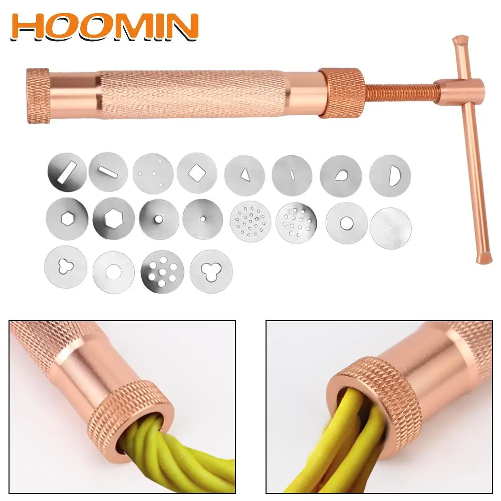 HOOMIN Rose Gold Clay Cake Sculpture Gun Cake Sculpture Polymer Tool Sugar Paste Extruder Fondant With 20 Tips Clay Craft