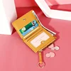 Mini Hasp Card Holder Coin Short Wallets Slim Small Purse Zipper Keychain Yellow Women Wallet Soft PU Leather Female Purse 4