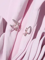 Twotwinstyle مجموعة أنيقة من قطعتين للنساء طويلة الأكمام أعلى مع طوق شال وتنورة عالية الخصر 1