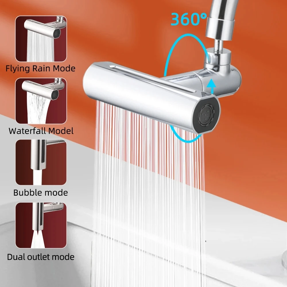 

New 4 Mode Waterfall Bathroom Faucet Basin Faucet Spout Stream Sprayer Anti-Splash Head Rainfall Sink Mixer Tap Nozzle Extension