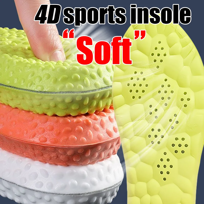 

4D Latex Sport Insoles Super Soft High Elasticity Shoe Pads Anti-pain Deodorant Cushion Arch Support Running Insoles Foot Insole