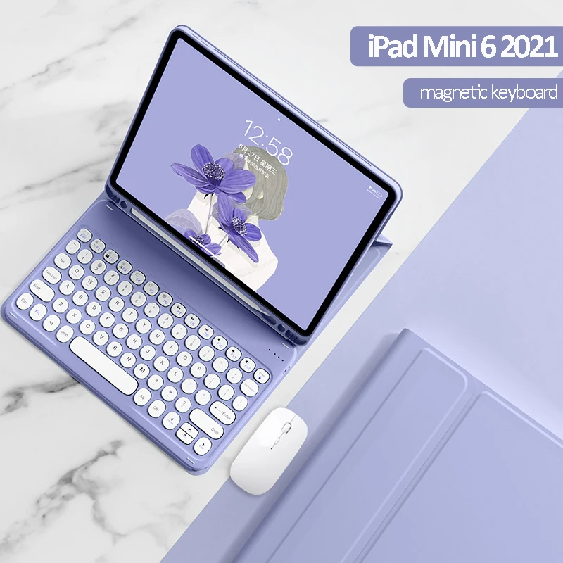 

for iPad Mini 6 2021 8.3 inch Case with Keyboard Magnetic Cover for iPad Mini 4 5 Foldable Smart Leather Case Wireless Keyboard