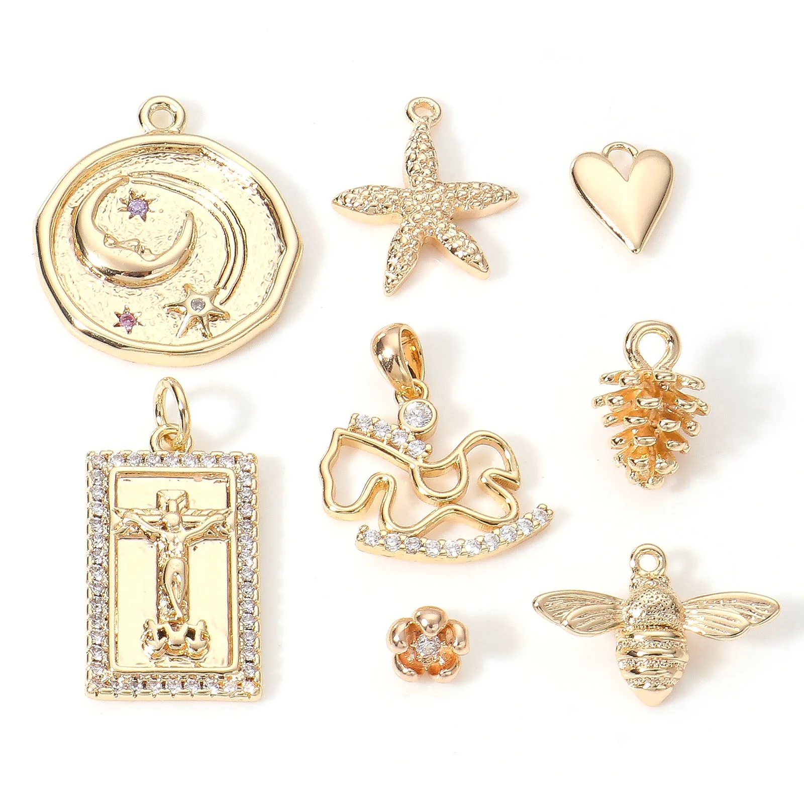 1pc Kupfer Charms Muttertag Gold Farbe Micro Pave Strass Herz Anhänger DIY Halskette Ohrringe für Frauen Schmuck Ergebnisse
