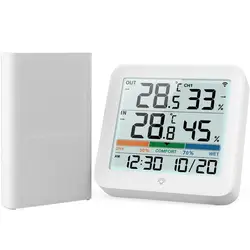 Advanced LCD Digital Weather Station with Outdoor Temperature and Humidity Sensor (WHITE)