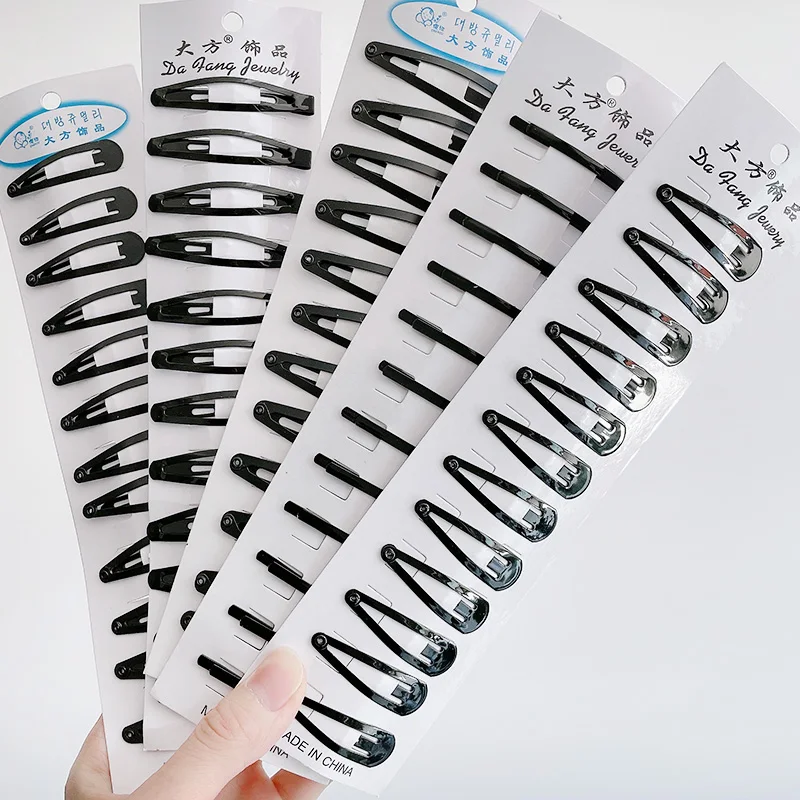 Barrettes noires BB, 12 pièces/ensemble, épingles à cheveux professionnelles, accessoires pour