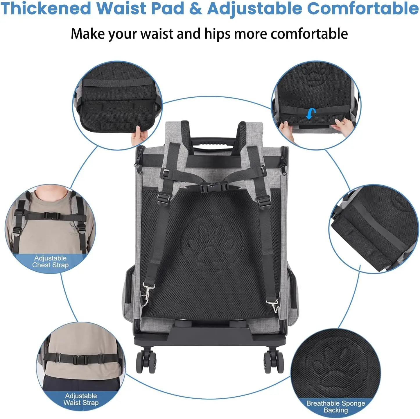 Extra Large Pet Carrier Backpack with Wheels 6