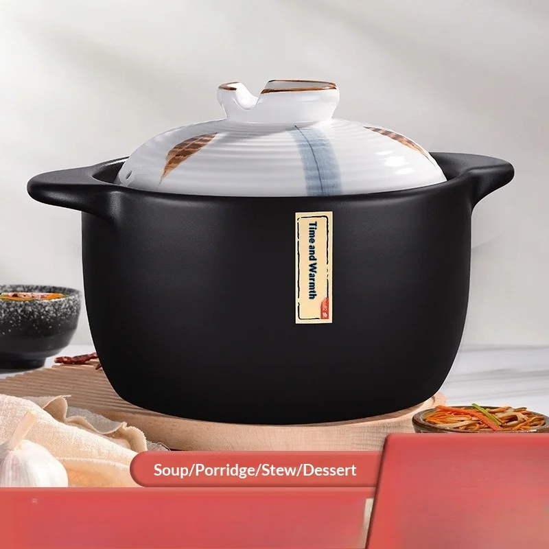 Stock Pots Ceramic Clay Pot Gas Stovetop Safe Durable Heat Resistant Crackproof Casserole Stew Soup Claypot Rice Cooking Pot 3