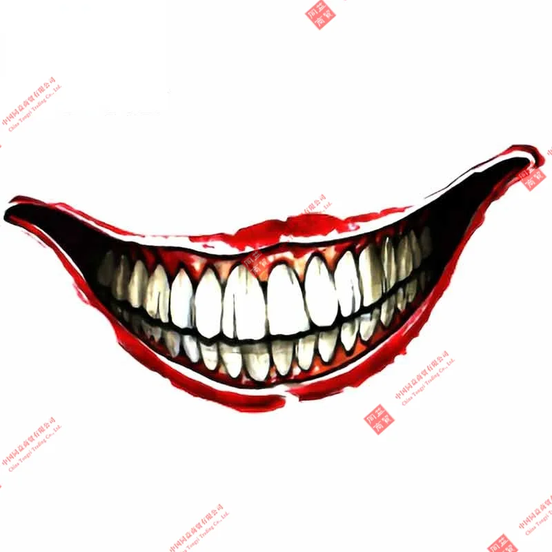 Horror Clown Smile Tattoo Funny Car Sticker Moto Car Bumper Window Racing Helmet Trolley Case Mobile Laptop Vinyl Decal