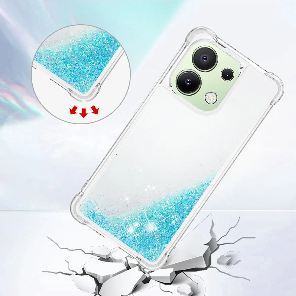 Yichxu Coque pour Xiaomi Redmi 13C 4G /Xiaomi Poco C65 Silicone Glitter Housse Case Souple TPU Bumper en Protection Antichoc Amour de Coeur légère