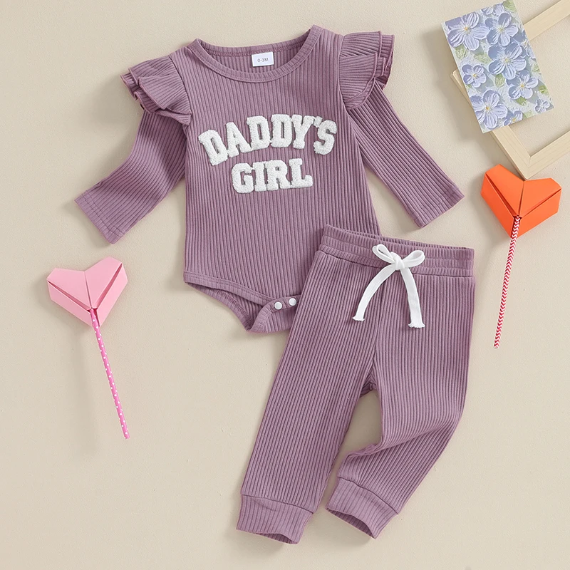 Baby Girl Ribbed Romper Set 6